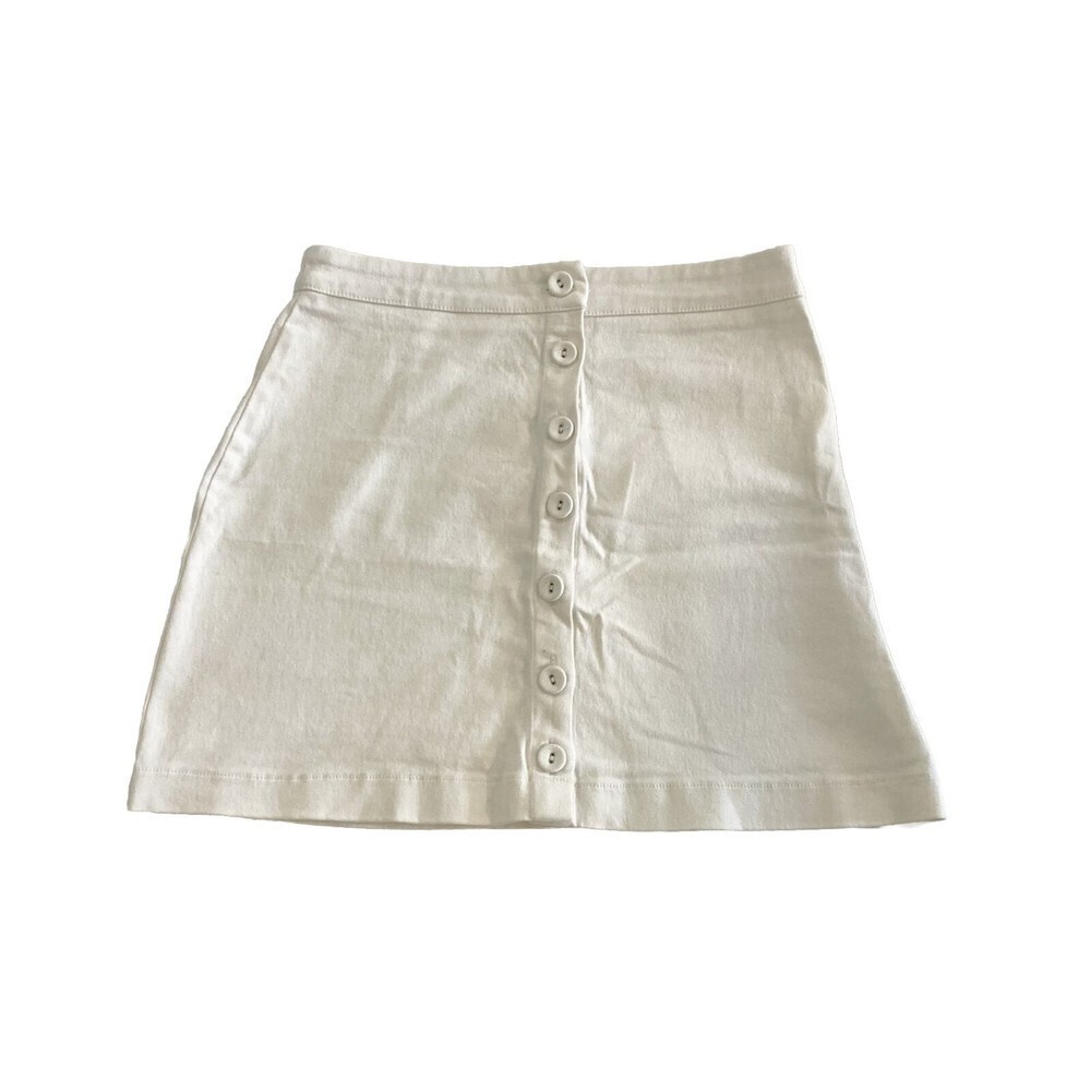 Forever 21 Women’s Size S Denim Mini Pencil Skirt White Button Front 99% Cotton